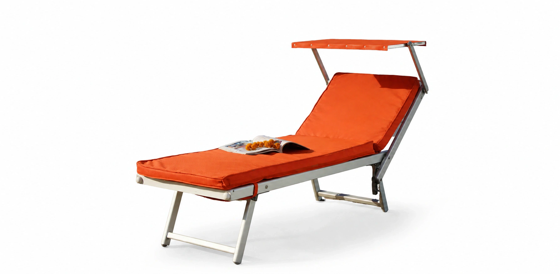 Toscano Forme Sonnenliege Super mit orangefarbener Auflage und Sonnendach